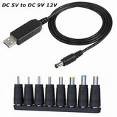 Cable convertidor elevador de voltaje USB de 5 V CC a 9 V 12 V CC con cable regulador de potencia de transformador elevador de voltaje de 1 A con pantalla LED, de 5 V CC a 9 V 12 V CC
